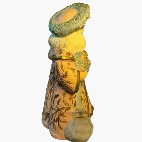 Russian Style St Nicholas Figurine Pink Floral Gold Trim Hand Painted Vintage 94 - Picture 8 of 9